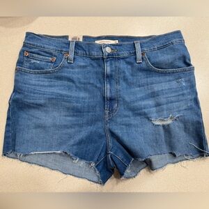 Levi's size 16 w33 Blue Denim Shorts high rise slim hip